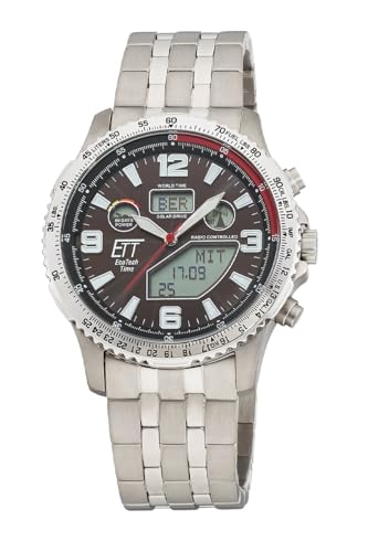 ETT Eco Tech Time Funk Solar Herren Uhr Analog mit digitalem Datum mit Titan Armband EGT-11720-22M