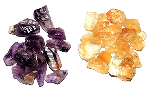 Image of Natural Citrine & Amethyst Combo 100g - Raw Crystal Rough Stone for Reiki & Manifestation