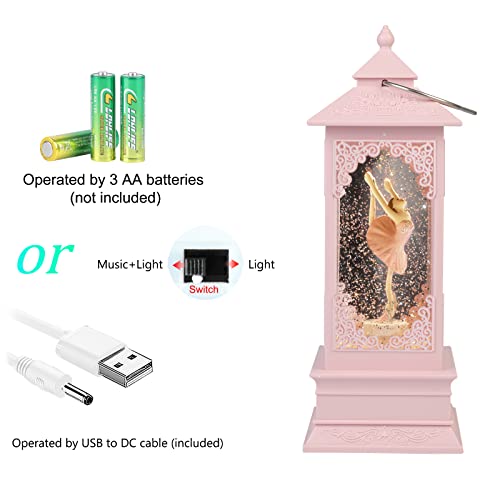 Vitakeo [360° Rotating Ballerina Figurine Music Box Light For Girls,Women,Kids,Mom,Daughter,Granddaughter,Christmas&Birthday Gifts-Pink,Battery And Usb Operated(11.4"X4.13") #TOP6