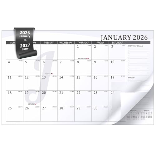 Ospelelf Calendar Refill 2026-2027 Large 10"x16" Monthly Planner with Protective Cover 18 Months January 2026 - June 2027 Black