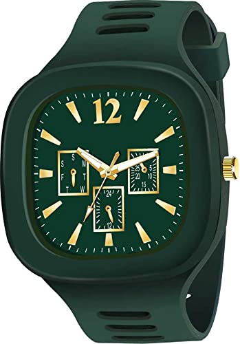 Goldenize fashion Quartz Analogue Square Dial Men and Boys Watch (Green) (B09KBTK7BN) Amazon Price History, Amazon Price Tracker