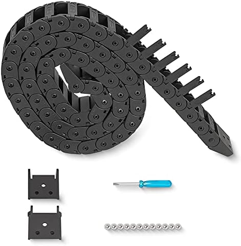39.3 inch Carrier Drag Chain Cable Wire R18 10x20mm (Inn H x W) Plastic Black Open Type for CNC Router Mill and 3D Printer,Wire Carrier Cable with Extra 1 Pair Connectors,1pc Screwdriver,12 Screws