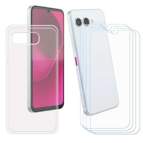 LCEHTOGYE Funda para T-Mobile T Phone 3 + 4 x Vidrio Templado Película Protectora Pantalla,Transparente Carcasa Silicona Gel TPU Suave Protectora Caso Case para T-Mobile T Phone 3 (6,6')