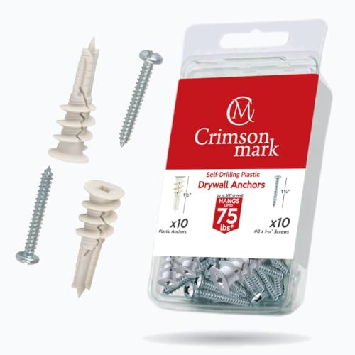 20PCS #8 Self Drilling Drywall Anchors and Screws Assortment Kit