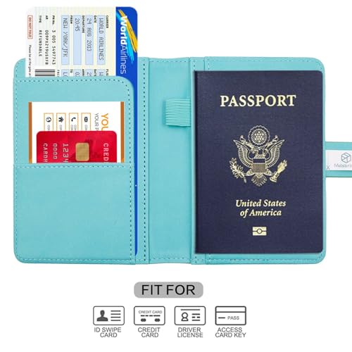 Image of Melsbrinna Premium Leather Passport Holder Covers Case, Waterproof Rfid Blocking Travel Wallet Passport Holder with Pen Holder, Cute Passport Book for Women /Men