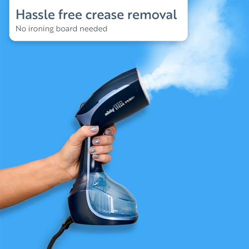 Minky Handheld Garment Steamer, Steam Pro+ Range, Handheld Travel Iron, 250ml Water Tank, 30 Second Fast Heat-Up Time, 1500W, 2 in 1 Fabric and Lint Brush, Blue - Image 3