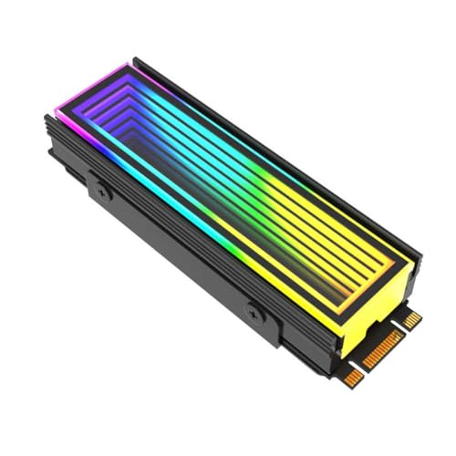 Phyachelo Radiateur D'Ordinateur M.2 ARGB 2280 SSD M2 Radiateur PC RGB M.2 Nvme Refroidisseur Dissipateur Thermique M2 ARGB Radiateur Effet Abyss sans Fin Noir