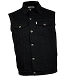 Farbe : Schwarz WESTERN-SPEICHER Jeansweste Herren Denim Biker Weste Kutte schwarz Größe 4XL