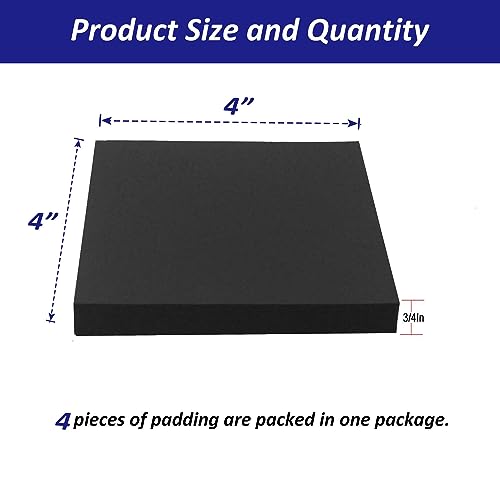 Image of Foam Padding Sheets with Adhesive Backing - Self Stick Neoprene Insulation Foam,4PCS 3 /4 Inch Thick X 4 Inch Long X 4 Inch Wide - Closed Cell Foam Sheet Square Pad