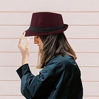 FALETO Unisex Classic 20s Trilby Fedora Hat with Band Casual Jazz Cap Manhattan