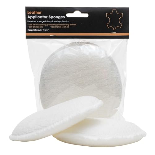 Furniture Clinic Spugna Lucidatrice e Applicatrice per Cuoio | 2 Dischetti in Microfibra per la Pulizia della Pelle, l'Applicazione di Cera, Balsami, Oli e Altro