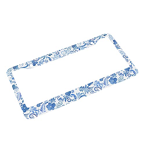 Beabes Retro Boho Flower License Plate Frame Blue Floral Folk Car Frames, License Plates Holder， Paisley License Plate Cover Aluminum Metal Frames For Women Men Auto Decoration #TOP3