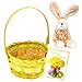 Regalo di Pasqua per ragazzi e ragazze per Pasqua, set pasquale, idea regalo pasquale, coniglietto di peluche giallo con cestino pasquale e biglietto di Pasqua