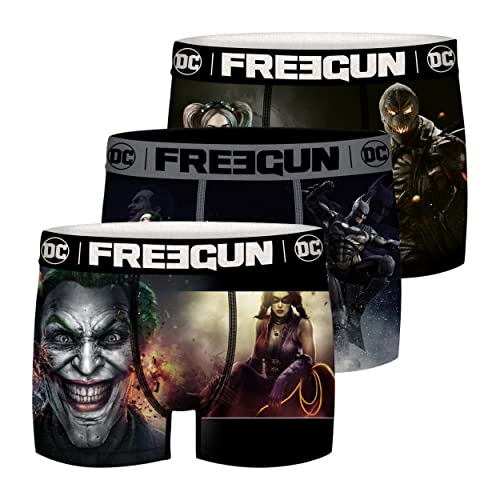 Boxer Homme Batman, Harley Quinn, Joker, Calecon Homme, DC Comics, Agréable et Stretch (Lot de 3), Noir, Blanc, Rouge, Vert, Taille XL