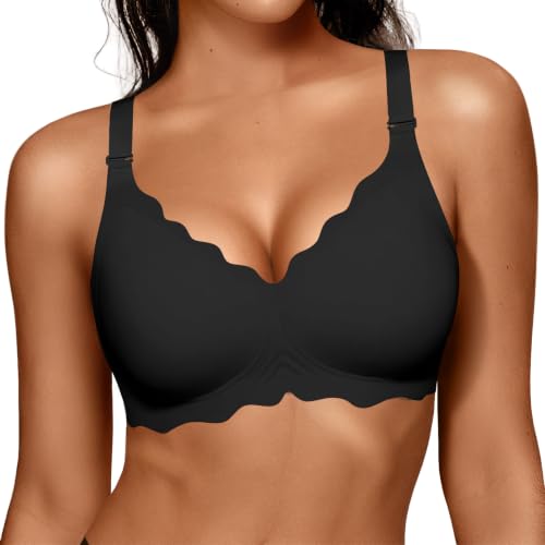 OEAK Women Value Series Jelly Bras Wireless Pushup Convertible Bra | Everyday Essentials,Comfortable Bralettes,No Underwire,Full Coverage,Support Lift,Tshirt,Soft,Seamless,Scalloped - image 1