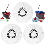 3 Pack Spin Mop Replacement Heads, 100% Microfiber Spin Mop Refill for Easy Wring Compatible with Triangle Spin Mop, 360 Degree Spinning Mop Replace Head for Floor Cleaning