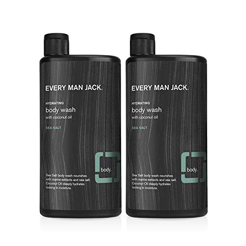 Every Man Jack Mens Hydrating Body Wash for All Skin Types - Cleanse, Nourish, and Rejuvenate Your Skin with Naturally Derived Marine Extracts, Coconut Oil, and a Refreshing Sea Salt Scent - Twin Pack