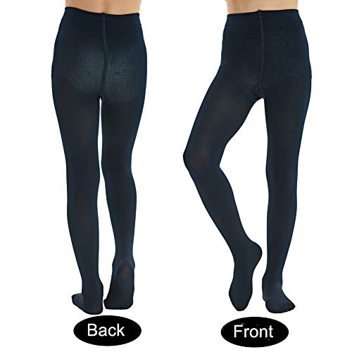 Manzi Fleece Lined Tights For Girls Thick Footed Girls Tights Age 8-10 Ultra-Soft 2 Pairs 400-Denier Navy #TOP4