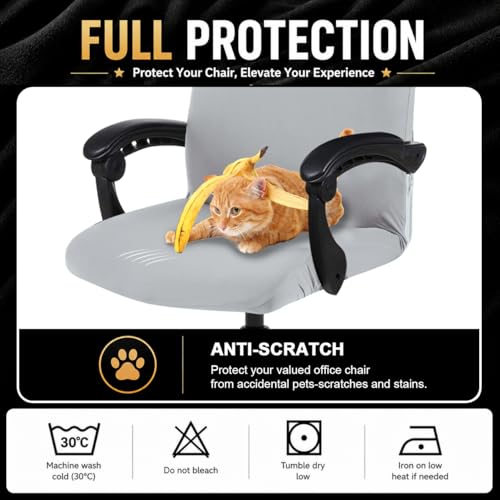 Image of DIVA EN CAMINO DEC Stretch Computer Office Chair Cover with Durable Zipper - Universal Washable Removable Spandex Rotating Boss Chair Slipcovers - Anti-dust Soft Desk Chair Seat Protector for Pets