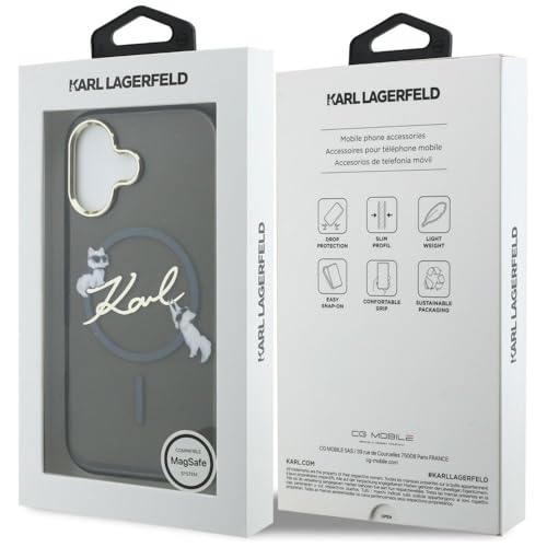 CG MOBILE Karl Lagerfeld IML Choupettes Karl Script Log compatible avec MagSafe Coque pour iPhone Air (noir)