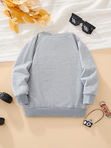 Image of Akyzic Boys Sweatshirts Cotton Long Sleeve Crewneck Pullover Toddler Kids Winter Warm Shirt Sweater Tops 3t-8t