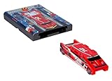 FLAT 2 FAST Original Stunt Card Racer – Flat Car Racer and Pocket Size Racecar Launcher with Built-in Button for Stunt Launching and Racing – Compact – Red