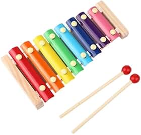 Brinquedo Xilofone Infantil 8 Notas Madeira Colorido Educativo Musical Com Baquetas Coordenação Motora Premium