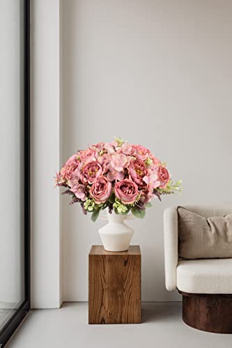 Plobach 4 Bunches Artificial Peony Flower Bouquet Vintage Fake Silk Peony Flowers Arrangements Artificial Centerpiece For Office Party Home Decoration And Wedding Bride Bouquet (Pink) #TOP2