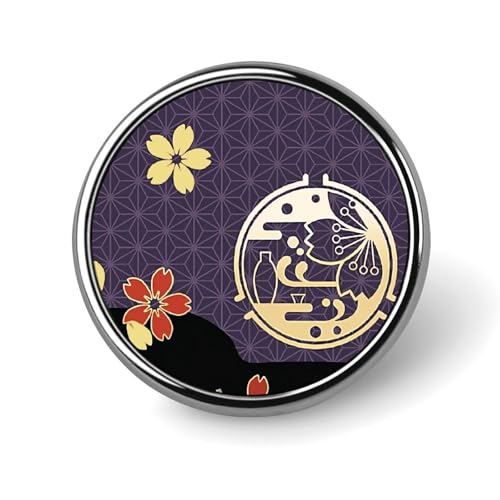 バッジ 円形 和風 和柄 ピンバッジ ネクタイピン アクセサリー バッジピン バッグ飾り 合金製 おしゃれ 軽量 紛失防止 人気 丸型 かわいい メンズ レディース 贈り物