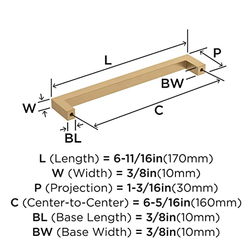 Image of Amerock | Cabinet Pull | Champagne Bronze | 6-5 /16 inch (160 mm) Center-to-Center | Monument | 1 Pack | Drawer Pull | Cabinet Handle | Cabinet Hardware