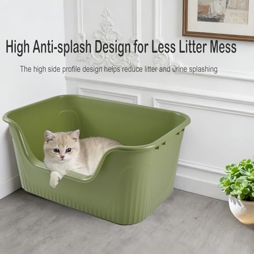 Caja sanitaria para gatos grande de plástico con lados altos miniatura 5