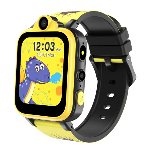Smartwatch, Reloj Inteligente Niño Niña - Haga y Responder Llamadas Dual Camera, Calculadora Despertador, 18 Juegos 16 Funciones, Compatible con Tarjetas Nano SIM 2G, Apto para Niños Mayores de 4 años Cover