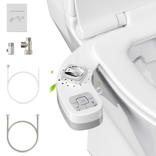 Bidet Aufsatz für Toilette, Potuem Heißes & Kaltes Wasser Einsatz für Toilett Bidet Nicht Elektrisch Doppeldüse, Front- und Heckreinigung, Einstellbarer Wasserdruck