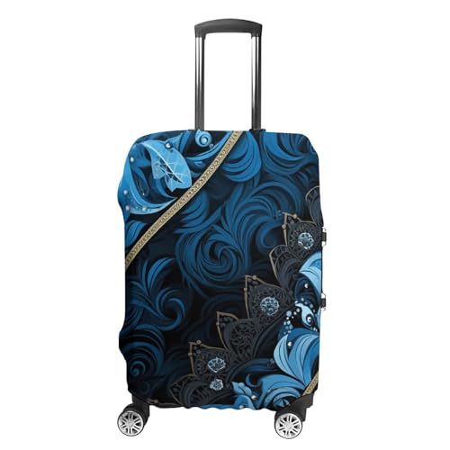 Travel Luggage Cover Elastic Washable Suitcase Cover Fashion Scratch-Resistant Baggage Covers Blue And Black Pattern Suitcase Protector Fit 18-32 Inch Luggage