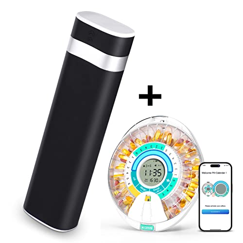 Betife Travel Pill Organizer 1 Time a Day(Black) and Automatic Pill Dispenser with Alarm and Lock(Green/White)