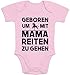 Shirtgeil Baby Kleidung Geboren Um Mit Mama Reiten Zu Gehen Baby Body Kurzarm-Body 3-6 Monate Rosa