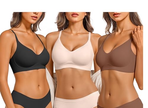 Image of Vertvie Wireless Bras for Women Full Coverage Supportive Seamless Bralettes No Underwire Push Up Comfort Soft T-Shirt Bra