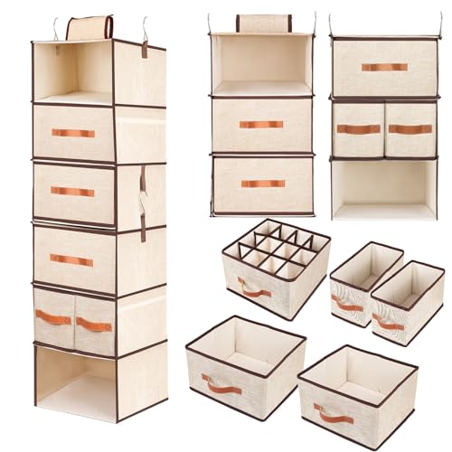 Design separabile: Con dimensioni di 112 x 32 x32 cm, questo organizer a 6 ripiani può essere separato in 2 singoli scaffali a 3 ripiani attraverso la cerniera incorporata. L'apertura frontale dell'organizer facilita l'accesso a tutto ciò che si trova nell'armadio, consentendo di riporre comodamente vestiti, coperte, occhiali da sole, cappelli, ecc