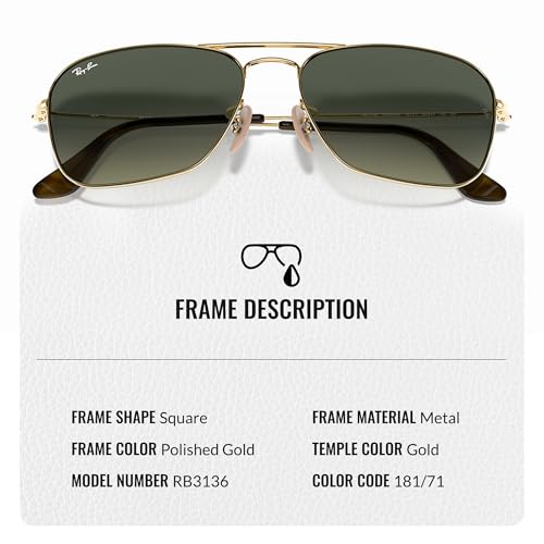 Ray-Ban RB3136 CARAVAN Square Shaped Sunglasses for Men & Women with Official RAYBAN Eyewear Kit3