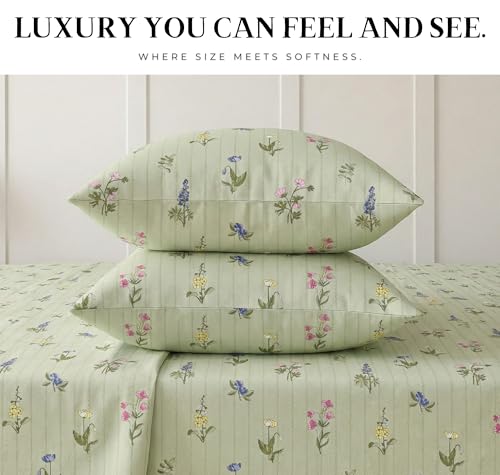 Image of VAS COLLECTIONS 300 TC Cloud Cotton Bedsheet Set Super King Size 108x108 Inch (275x275 cm) | Soft Breathable Double Bed Sheet with 2 Pillow Covers | Luxury Hotel Quality Bed Linen (Mint Frost)