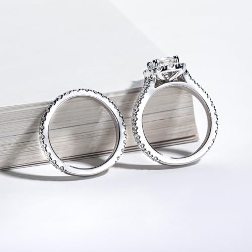 Split Shank D Color Moisssanite Wedding Rings Sets for Women (2.66cttw) Platinum Plated 925 Silver4
