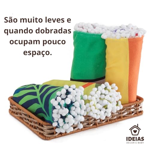 Toalha de Praia Grande Estampada Folhagens | Toalha de Piscina Toalhas de Praia com Pompom Toalha Su