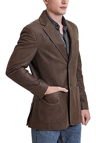 BGSD Men Luke 2-Button Distressed Cowhide Leather Blazer Sport Coat Jacket (Also available in Big and Tall)4