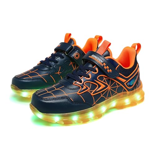 LED Light Up Shoes for Toddler Boys Girls Glow Sneakers with USB Rechargeable Flashing Lights, Non-Slip Sole for Kids Birthday, Christmas & Outdoor Activities Orange