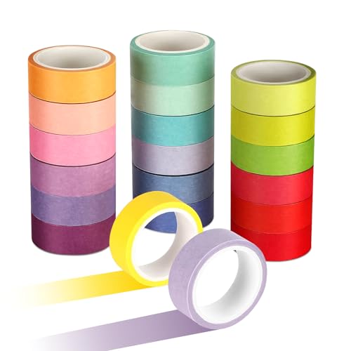 20 Rollen Washi Tape Set, Masking Tape Pastell, 5 m x 15 mm Washi Tape, Scrapbooking, dekoratives Klebeband, Farbe, DIY, Scotch, Scrapbooking, Tapes für Bullet Journals, Handwerk