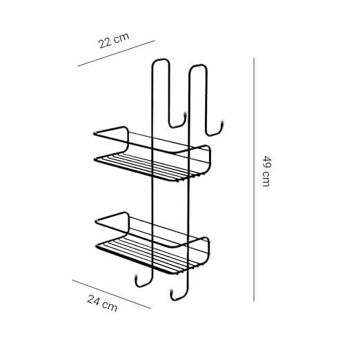 Serviteur de douche double noir mat à suspendre sans percer 49cm - 4