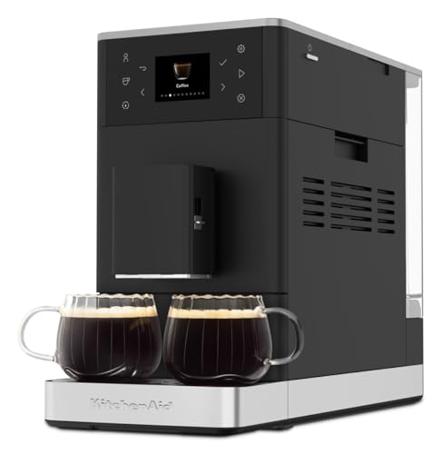 KitchenAid KF3 5KES8453 Machine à café automatique avec fonction café glacé, broyeur IntelliGrind, système AutoMilk, 15 recettes et plus de recettes, écran couleur 6 cm, 15 à 18 bars, noir mat