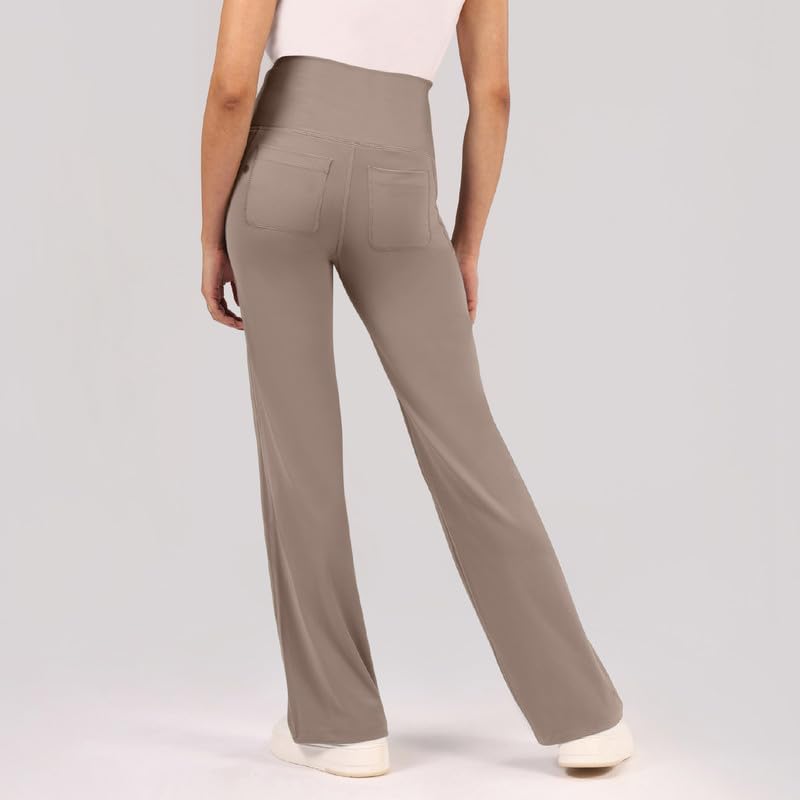 Image of BlissClub Ultimate Flare Pants for Women Upto 5'4 ft | Ribbed Waistband, 4 Pockets | High Waist Trousers and Formal Pants for Office wear