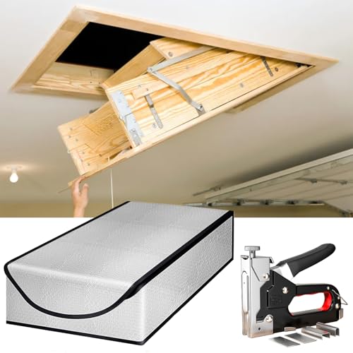 Agrdeed Dachbodentreppen Isolierung Abdeckung 138x64x28cm Aluminium Dachbodentreppen Abdeckung mit Nagelpistole Dachluke Isolierung Windabweiser 4mm Verdicken für Loft-Leiter