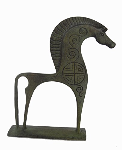Horse With Great Mane Statue Ancient Greek Bronze Reproduction Sculpture #TOP3